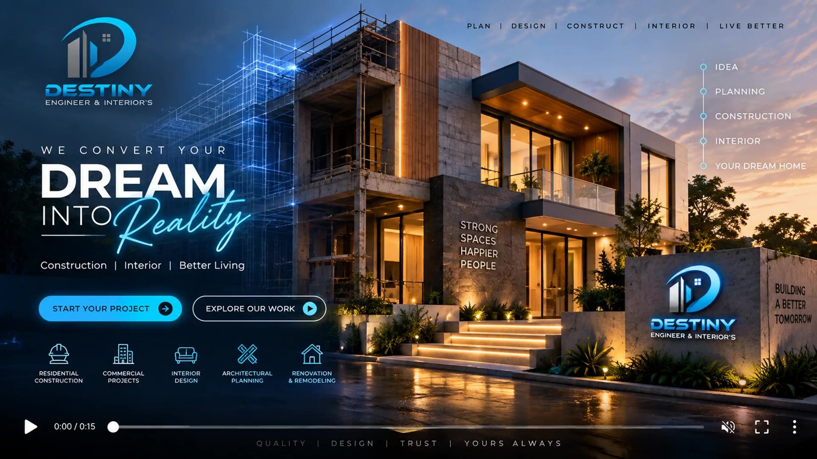 Modern luxury home designed and built by Destiny Engineers & Interiors